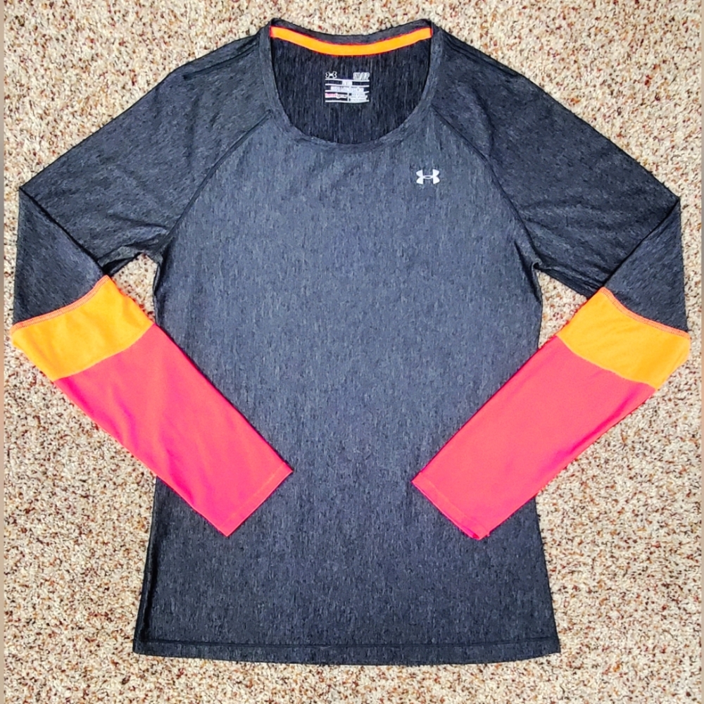 Womens Under Armour HeatGear Colorblock Fitted Long Sleeve Shirt S